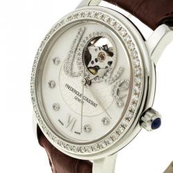 Frederique Constant White Mother of Pearl Stainless Steel Heart Beat Women's Wristwatch 35 mm