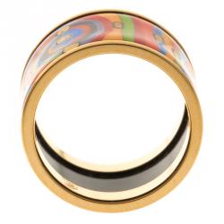 Pre Owned Frey Wille Hommage à Hundertwasser Spirit of Life Multicolor Fire Enamel Band Ring Size 53
