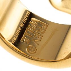 Pre Owned Frey Wille Hommage À Gustav Klimt Nixe Fire Enamel Gold Plated Hoop Earrings