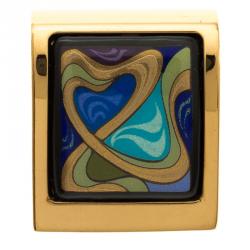 Pre Owned Frey Wille Hommage À Alphonse Mucha Fire Enamel Gold Plated Square Pendant