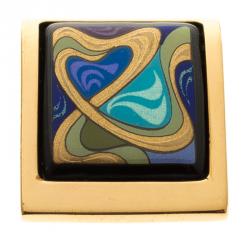 Pre Owned Frey Wille Hommage À Alphonse Mucha Fire Enamel Gold Plated Square Pendant