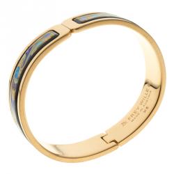 Pre Owned Frey Wille Hommage À Alphonse Mucha Fire Enamel Gold Plated Clasp Ballerina Bracelet XS