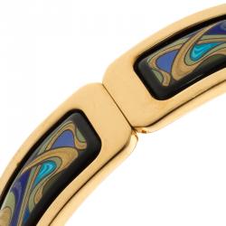 Pre Owned Frey Wille Hommage À Alphonse Mucha Fire Enamel Gold Plated Clasp Ballerina Bracelet XS
