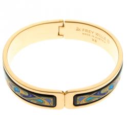 Pre Owned Frey Wille Hommage À Alphonse Mucha Fire Enamel Gold Plated Clasp Ballerina Bracelet XS