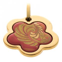 Pre Owned Frey Wille Magic Sphinx Pink Fire Enamel Gold Plated Flower Pendant 