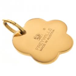 Pre Owned Frey Wille Magic Sphinx Pink Fire Enamel Gold Plated Flower Pendant 