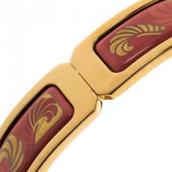 Pre Owned Frey Wille Magic Sphinx Pink Fire Enamel Gold Plated Regina Bracelet