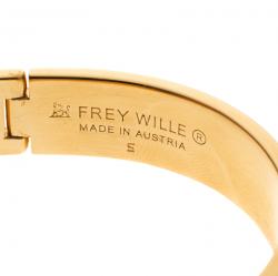 Pre Owned Frey Wille Magic Sphinx Pink Fire Enamel Gold Plated Regina Bracelet