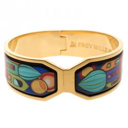 Pre Owned Frey Wille Hommage à Hundertwasser Street Rivers Fire Enamel Contessa Clasp Bracelet S