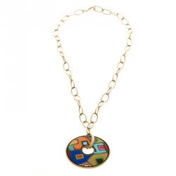 Pre Owned Frey Wille Hommage à Hundertwasser Street Rivers Fire Enamel Pendant Necklace 