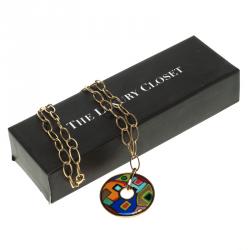 Pre Owned Frey Wille Hommage à Hundertwasser Street Rivers Fire Enamel Pendant Necklace 