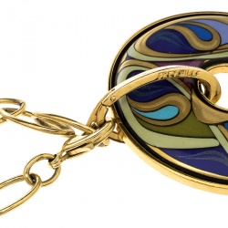 Pre Owned Frey Wille Hommage À Alphonse Mucha Fire Enamel Luna Piena Pendant Necklace