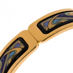 Pre Owned Frey Wille Hommage À Alphonse Mucha Fire Enamel Gold Plated Clasp Ballerina Bracelet XS