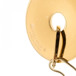 Pre Owned Frey Wille Magic Sphinx Fire Enamel Gold Plated Round Pendant Necklace