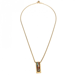 Pre Owned Frey Wille Ode to Joy of Life Gold Plated Fire Enamel Wave Pendant Necklace