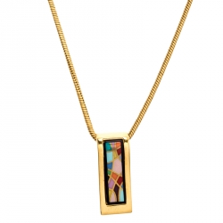 Pre Owned Frey Wille Ode to Joy of Life Gold Plated Fire Enamel Wave Pendant Necklace