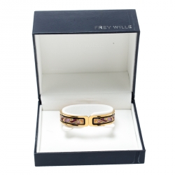 Pre Owned Frey Wille Hommage À Alphonse Mucha Fire Enamel Gold Plated Clasp Ballerina Bangle Bracelet