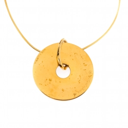 Pre Owned Frey Wille Hommage À Gustav Klimt Fire Enamel Gold Plated Luna Pendant Necklace