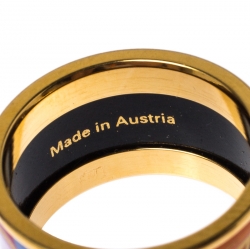 Pre Owned Frey Wille Floral Symphony Fire Enamel Gold Plated Band Ring Size 50