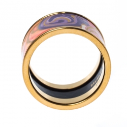 Pre Owned Frey Wille Floral Symphony Fire Enamel Gold Plated Band Ring Size 50