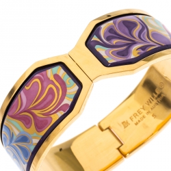 Pre Owned Frey Wille Floral Symphony Fire Enamel Gold Plated Contessa Clasp Bracelet S