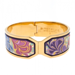 Pre Owned Frey Wille Floral Symphony Fire Enamel Gold Plated Contessa Clasp Bracelet S