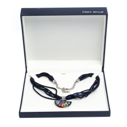 Pre Owned Frey Wille Hundertwasser Street River Fire Enamel Half Moon Pendant Necklace