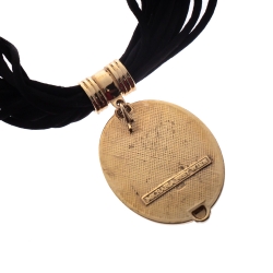 Pre Owned Frey Wille Vintage Multicolor Fire Enamel Gold Plated Oval Pendant 