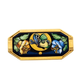 Pre Owned Frey Wille Vintage Fire Enamel Gold Plated Pin Brooch