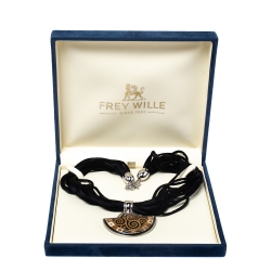 Pre Owned Frey Wille Hommage À Gustav Klimt Nixe Fire Enamel Palladium Plated Half Moon Pendant