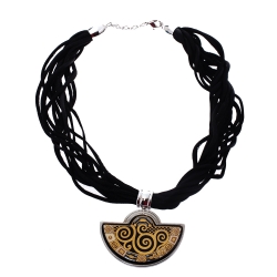 Pre Owned Frey Wille Hommage À Gustav Klimt Nixe Fire Enamel Palladium Plated Half Moon Pendant