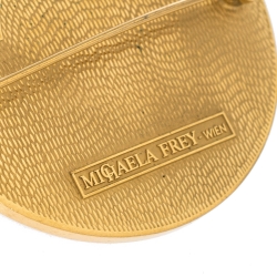 Pre Owned Frey Wille Vintage Fire Enamel Gold Plated Half Moon Pin Brooch