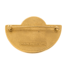 Pre Owned Frey Wille Vintage Fire Enamel Gold Plated Half Moon Pin Brooch