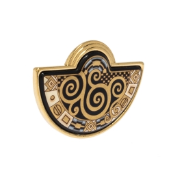 Pre Owned Frey Wille Vintage Fire Enamel Gold Plated Half Moon Pin Brooch