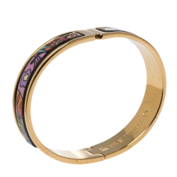 Pre Owned Frey Wille Multicolor Flower Fire Enamel Gold Plated Ballerina Clasp Bracelet