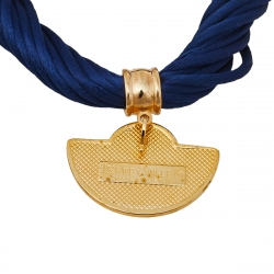 Pre Owned Frey Wille Hommage à Hundertwasser Street Rivers Fire Enamel Gold Plated Half Moon Pendant Necklace