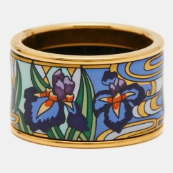 Pre Owned Frey Wille  Fire Enamel Gold Tone Ring Size 55