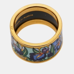 Pre Owned Frey Wille  Fire Enamel Gold Tone Ring Size 55