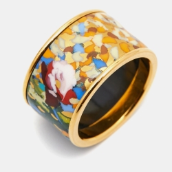 Pre Owned Frey Wille Fire Enamel Gold Tone Ring Size 55