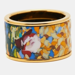 Pre Owned Frey Wille Fire Enamel Gold Tone Ring Size 55