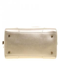 Pre Owned Furla Gold Saffiano Leather Dolly Boston Bag
