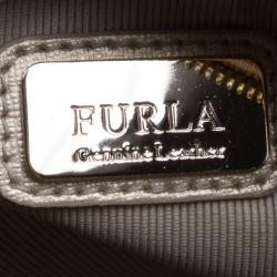 Pre Owned Furla Gold Saffiano Leather Dolly Boston Bag