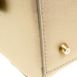 Pre Owned Furla Gold Saffiano Leather Dolly Boston Bag