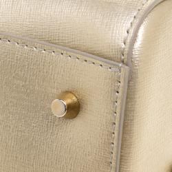 Pre Owned Furla Gold Saffiano Leather Dolly Boston Bag