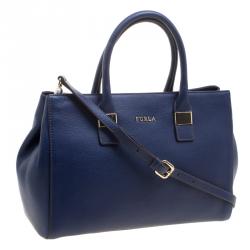 Pre Owned Furla Navy Blue Leather Medium Amelia Tote