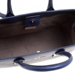 Pre Owned Furla Navy Blue Leather Medium Amelia Tote