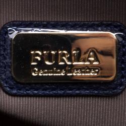 Pre Owned Furla Navy Blue Leather Medium Amelia Tote