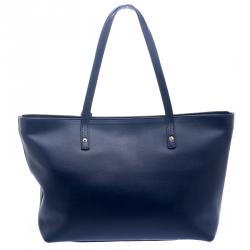 Pre Owned Furla Navy Blue Saffiano Leather Tote