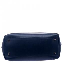 Pre Owned Furla Navy Blue Saffiano Leather Tote