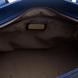Pre Owned Furla Navy Blue Saffiano Leather Tote
